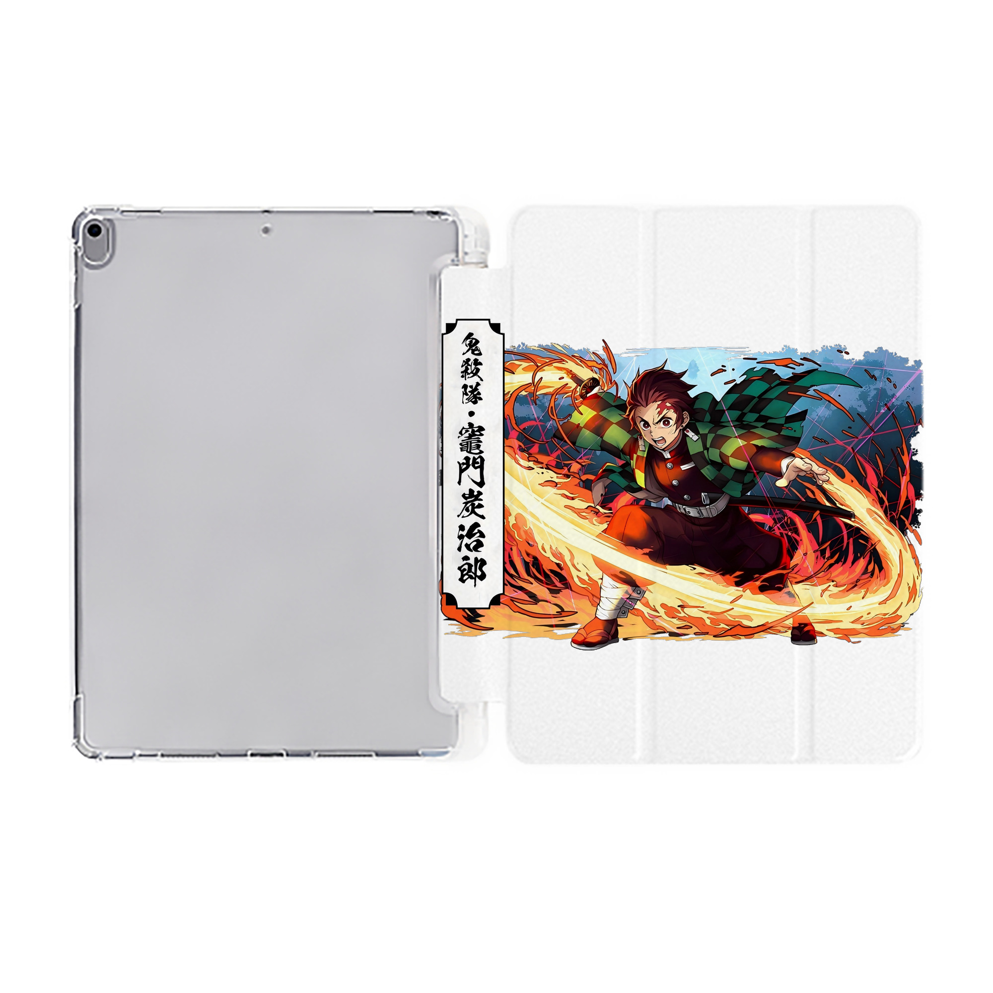 （画像用） 鬼滅の刃 竈門 炭治郎／かまど たんじろう Kamado Tanjirou IPad ケース ペン収納付き 三つ折りスタンド PUレザー×シリコン 対応機種9.5/10.5/10.9インチ